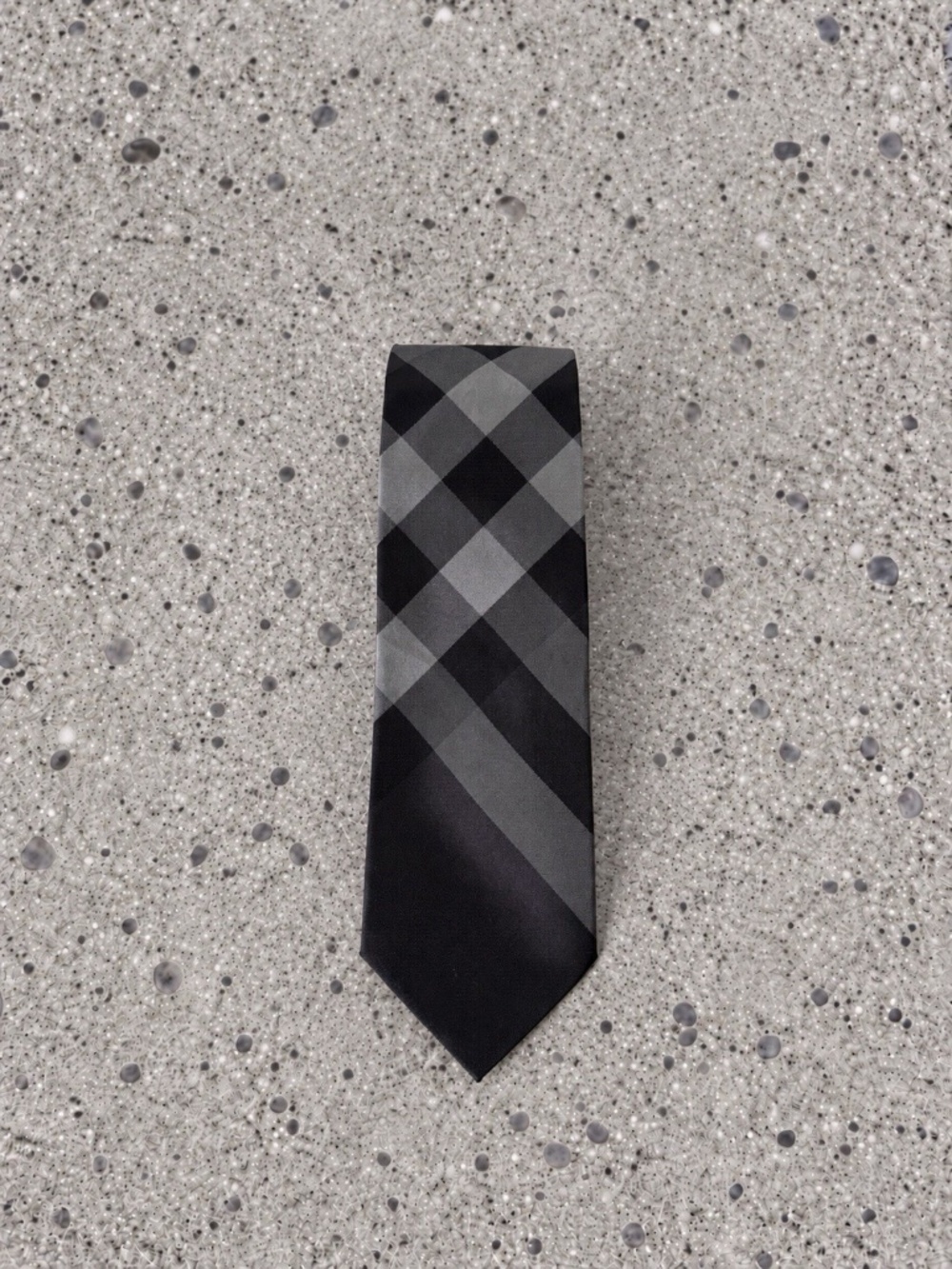 Burberry Tie 100% Silk Nova Check Grey Authentic Men's